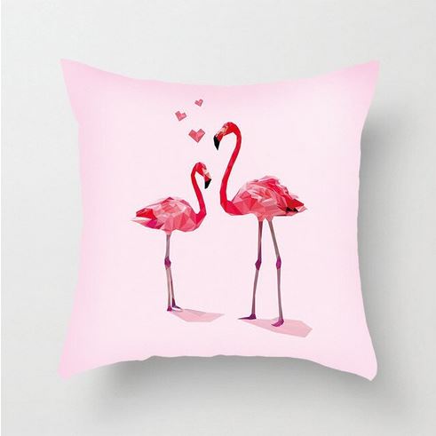 housse de coussin flamant rose coeur et amoureux