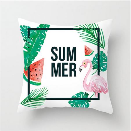 Coussin Flamant Rose Blanc