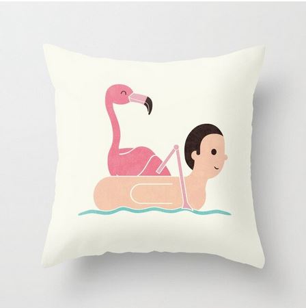 coussin humoristique bouee flamant rose