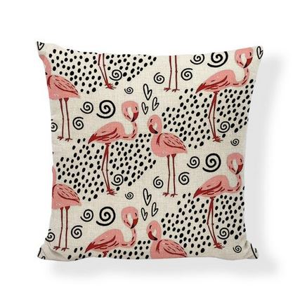 coussin avec flamant rose pois coeur