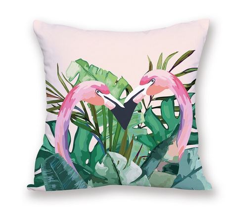 coussin couple de flamant rose tendance romantique