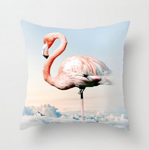 housse de coussin avec photo flamant rose réaliste