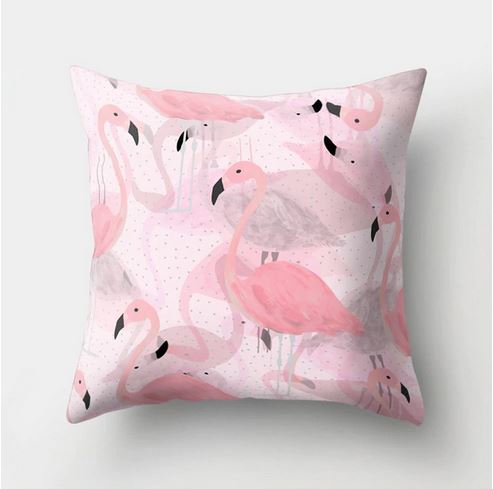 housse de coussin flamant rose design couleur pastel