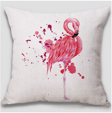 taie de coussin avec flamant rose peinture