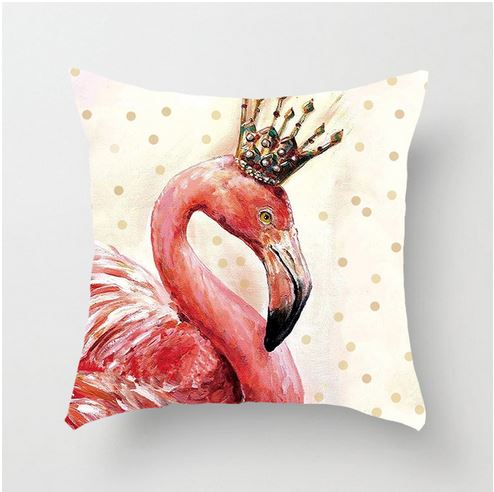 beau coussin flamant rose couronne