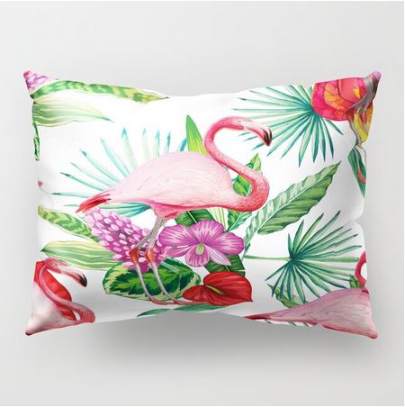 coussin flamant rose rare tropical