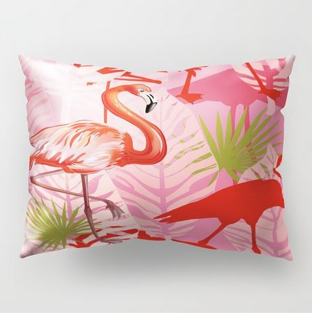 coussin rose et rouge flamant rose