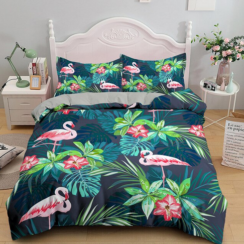 housse de couette bleu flamant rose