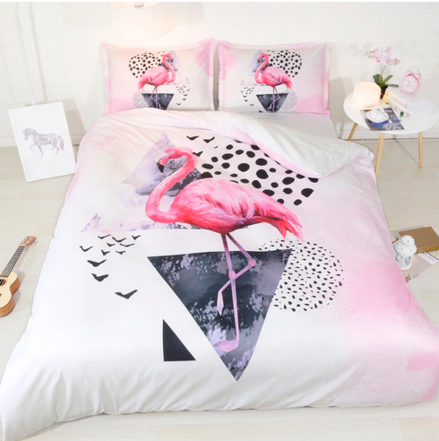 housse de couette avec flamant rose tendance