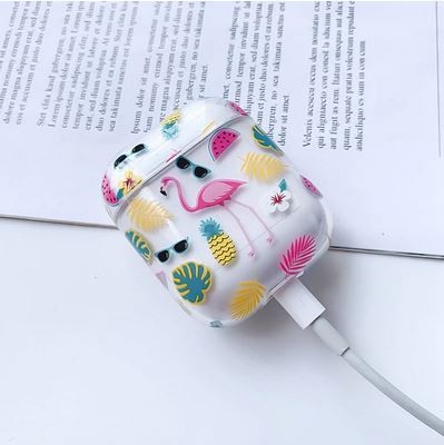 etui pour chargeur airpods flamant rose ananas