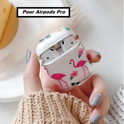 etui pour chargeur airpods pro flamant rose
