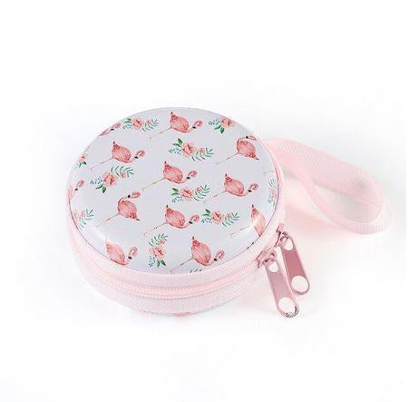 petite trousse flamant rose pour ecouteurs