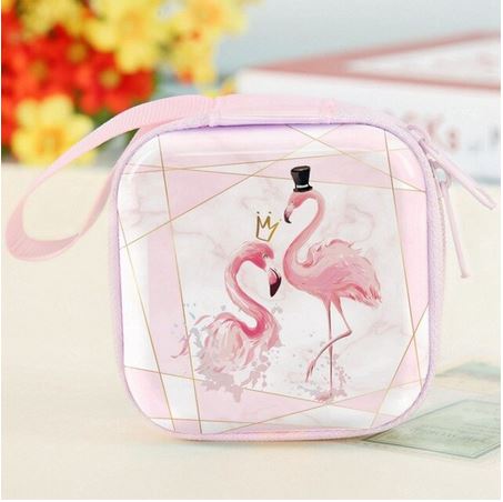 mini trousse pour casque telephone flamant rose