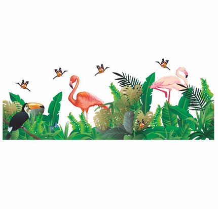 decor mural autocollant tropical flamant rose