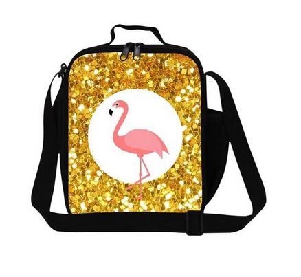 sac or isotherme thermos paillette flamant rose