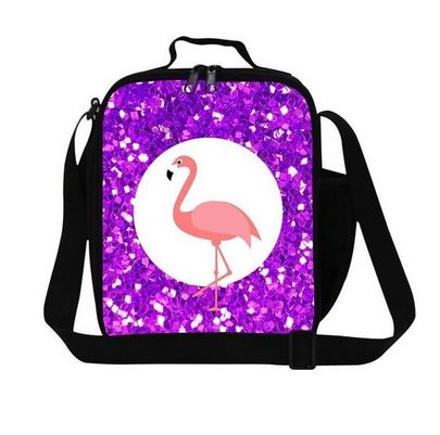 sac thermo paillette violette flamant rose