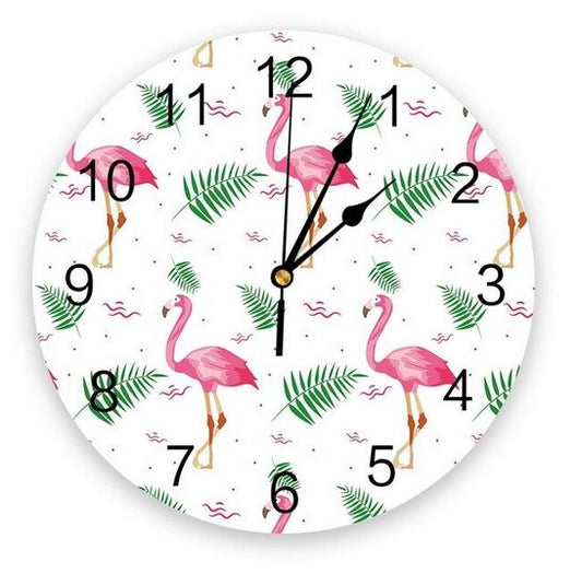 horloge flamant rose tropicale