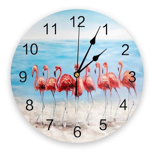 horloge avec flamant rose