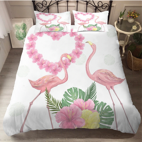 housse de couette 1 personne flamant rose