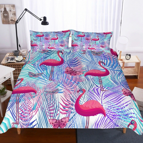 housse de couette 140x200 flamant rose