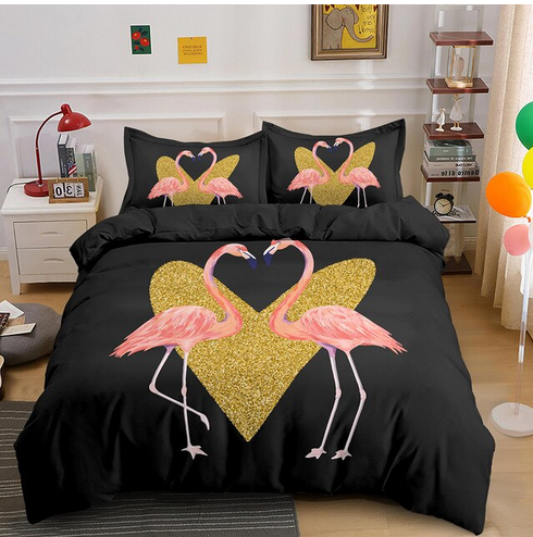 Housse de Couette Flamant Rose Amoureux