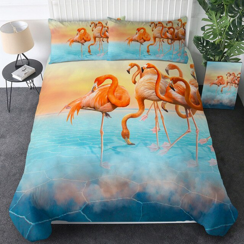 housse de couette flamant rose realiste