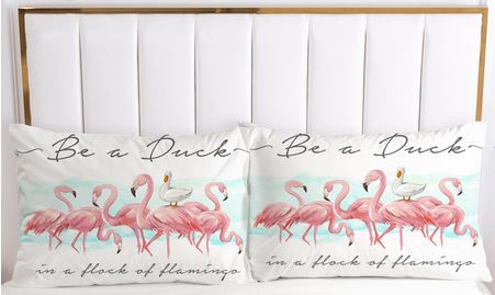 taies d'oreillers flamant rose assorties housse de couette