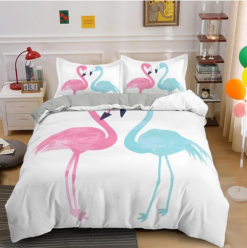 housse de couette flamant rose mixte