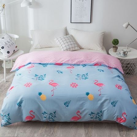 housse de couette motif flamant rose