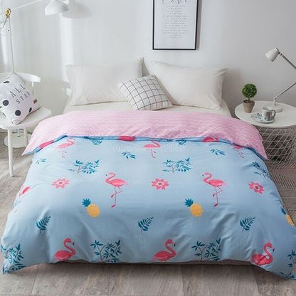 housse de couette motif flamant rose