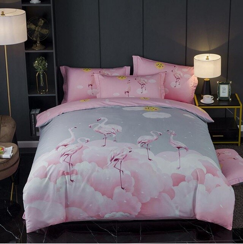 housse de couette flamant rose en coton