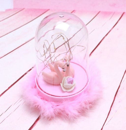 lampe bocal flamant rose princesse