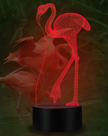 lampe flamant rose fibre optique rouge