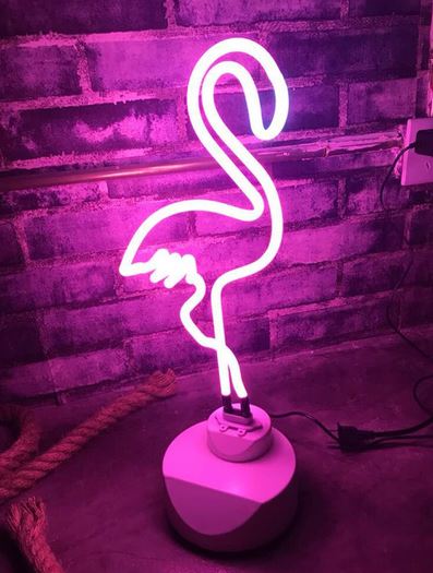 lampe flamant rose neon grande