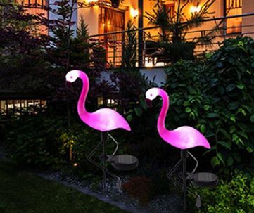lampe solaire flamant rose balcon terrasse