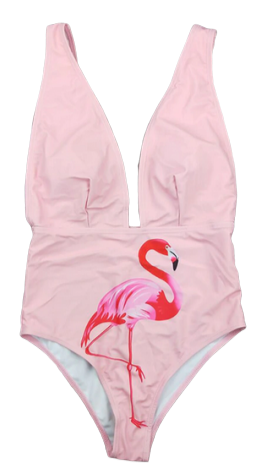 maillot de bain rose avec flamant rose pastel chic doux confortable
