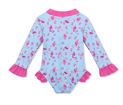 Maillot avec Manches Flamants Roses anti uv protection mer plage piscine chlore