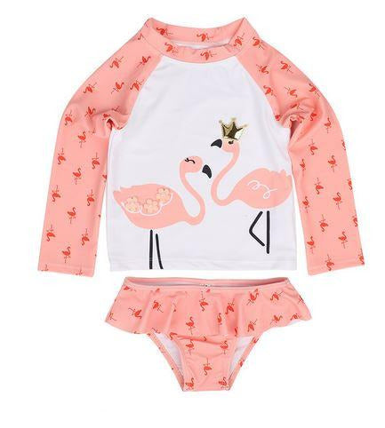 beau maillot fille flamant rose protection solaire 50
