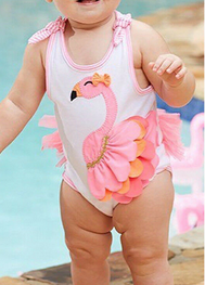 maillot avec pression facile flamant rose fille pas cher