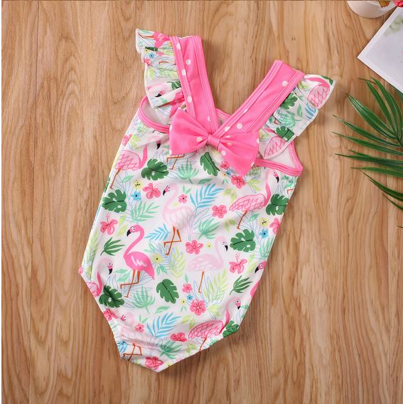 maillot fille flamant rose noeud
