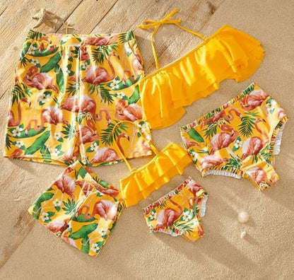 maillot assorti flamant rose pour papa maman fille garçon 