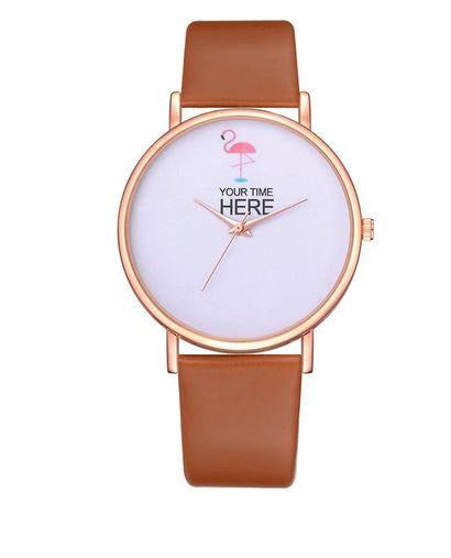 montre bracelet camel flamant rose