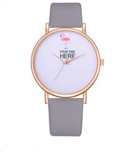 montre bracelet gris flamant rose