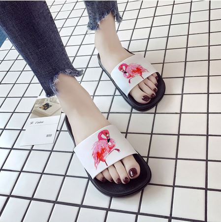 mules blanches flamant rose fille mode