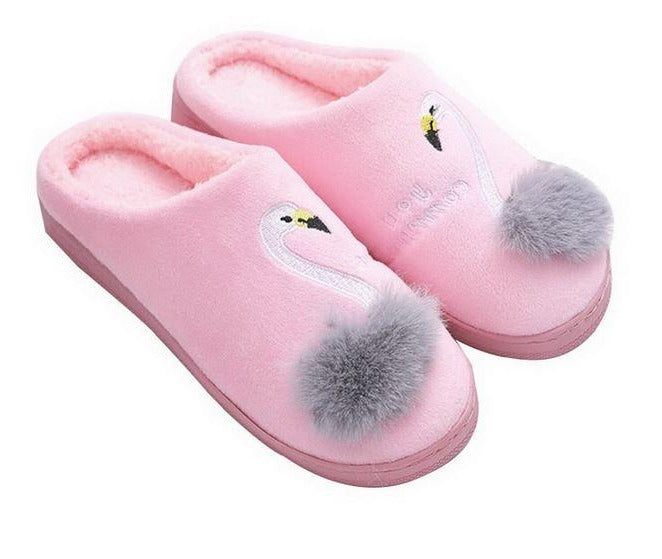 chaussons moelleux flamant rose