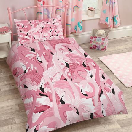 belle parure de lit flamant rose 1 personne fille ado