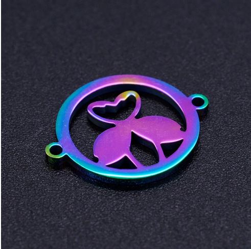 pendentif flamant rose rond multicolor