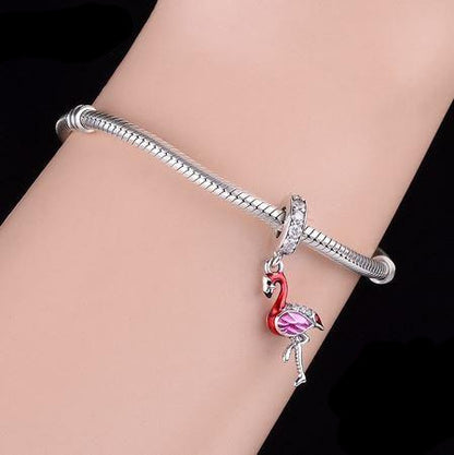pendentif flamant rose bracelet
