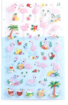 stickers flamant rose tropical caraibes vacances floride