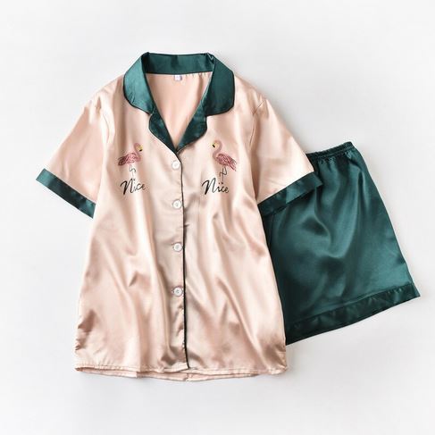 pyjama short imprime flamant rose